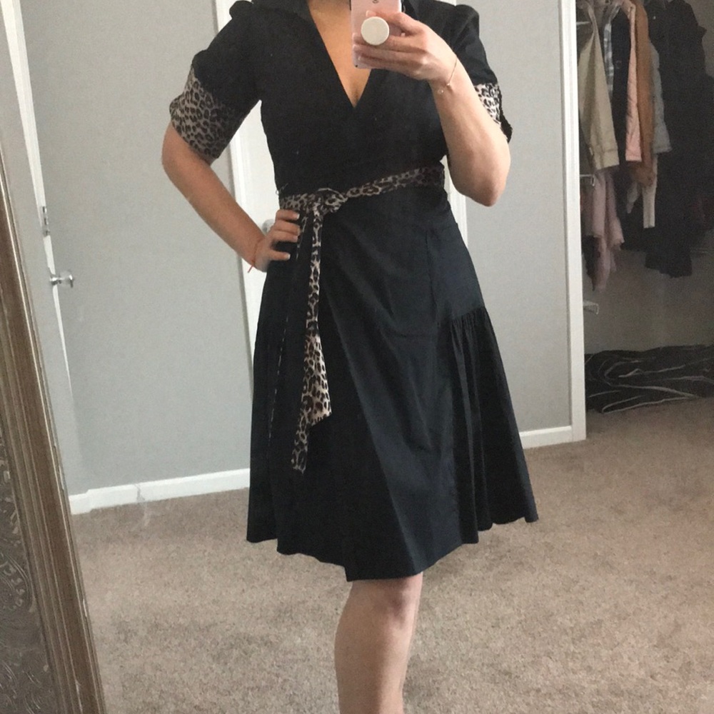 black wrap dress with animal print (8)